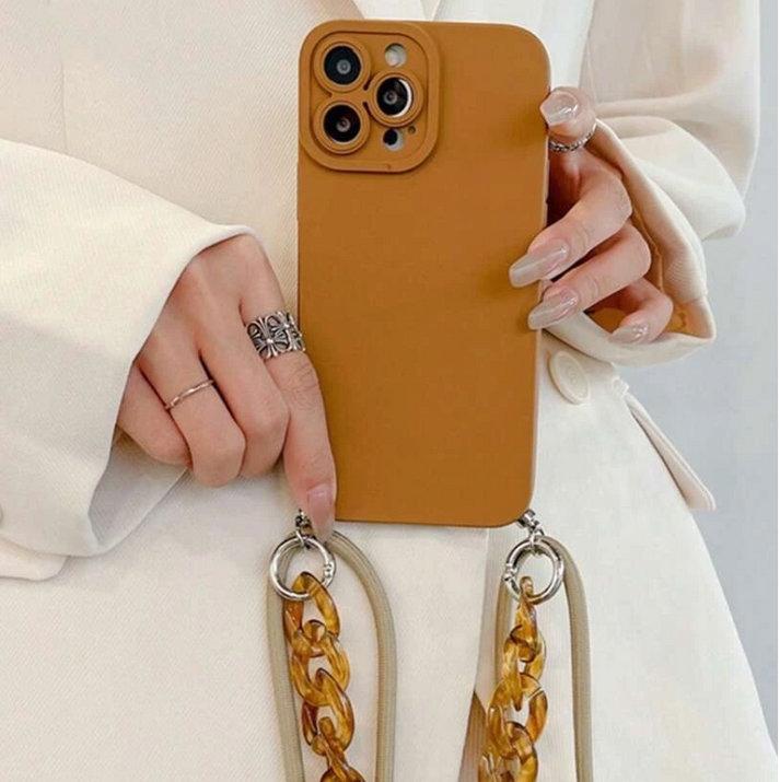 Amber camel : ensemble coque chaîne et cordon Samsung