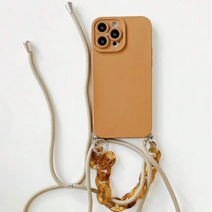 Amber camel : ensemble coque chaîne et cordon Samsung